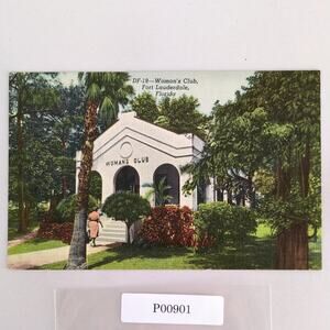 Woman's Club Fort Lauderdale Florida 1930s Linen Postcard Unposted FL PC